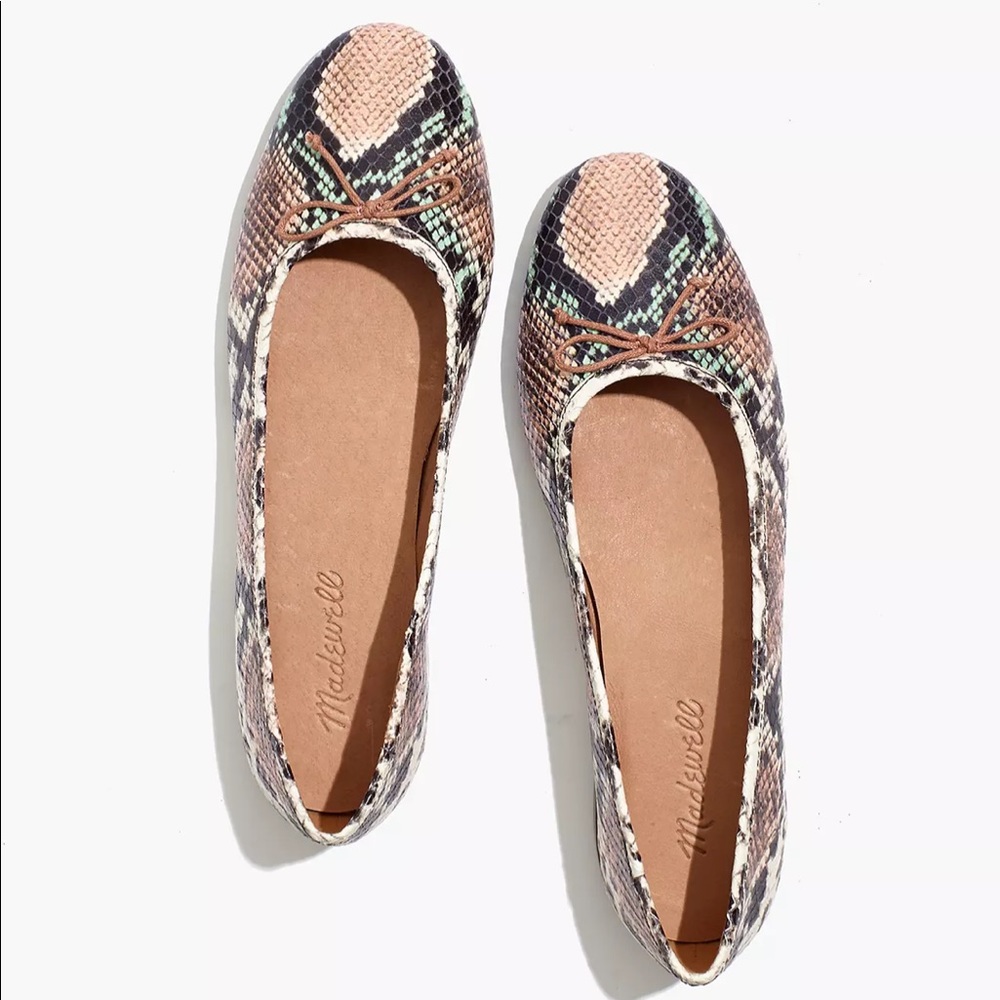 Madewell The Adelle Ballet Flat in Snake Embossed Leather Brand New Never Worn